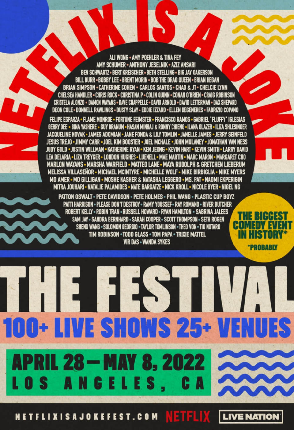 netflix is a joke standup festival lineup poster dave chappelle