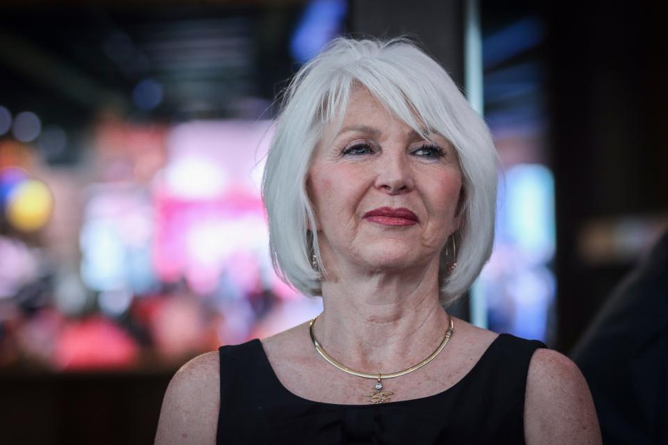 SEDALIA, CO - Mesa County Clerk and Colorado GOP candidate for secretary of state Tina Peters reacts to early election returns during a primary night watch party at the Wide Open Saloon on June 28, 2022 in Sedalia, Colorado. Peters lost to former Jefferson County Clerk Pam Anderson.