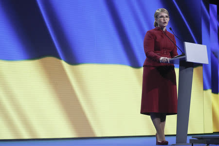 Ukrainian opposition politician Yulia Tymoshenko delivers a speech during a congress of Batkivshchyna (Fatherland) party in Kiev, Ukraine January 22, 2019. REUTERS/Valentyn Ogirenko