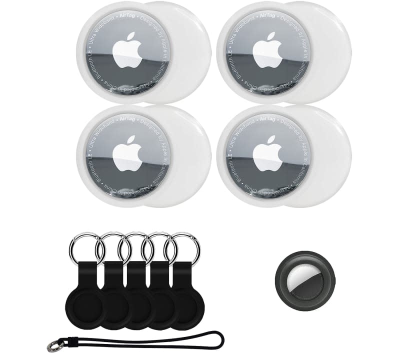 Apple AirTags with Keychain Cases & Luggage Tag, 4-Pack