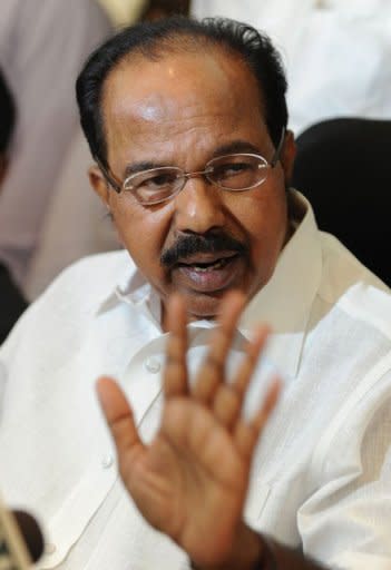 India's newly elected power minister Veerappa Moily speaks at a press conference in New Delhi. India restored its power supplies on Wednesday after two days of massive outages that blacked out half the country, but fears remained that the grid could collapse again under the strain of over-demand