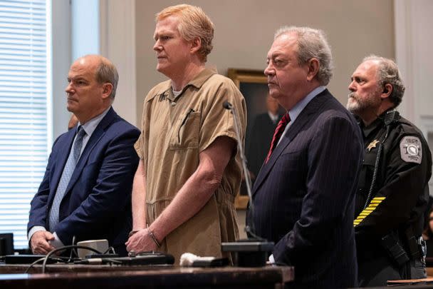 PHOTO: Alex Murdaugh is sentenced to two consecutive life sentences for the murder of his wife and son by Judge Clifton Newman at the Colleton County Courthouse in Walterboro, S.C., on March 3, 2023. (Andrew J. Whitaker/Pool via USA Today Network)