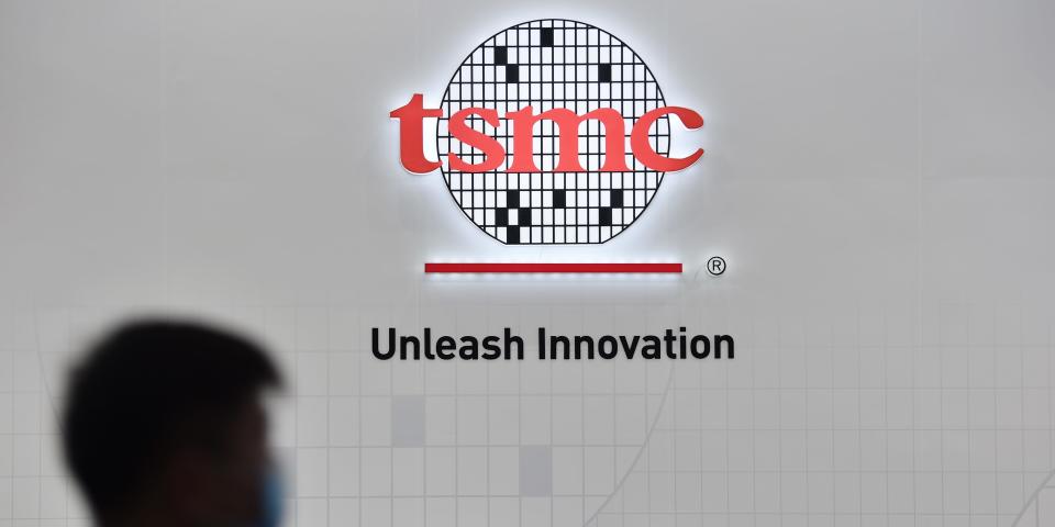 चीन में वर्ल्ड सेमीकंडक्टर कांग्रेस 2022 में TSMC प्रदर्शनी क्षेत्र।