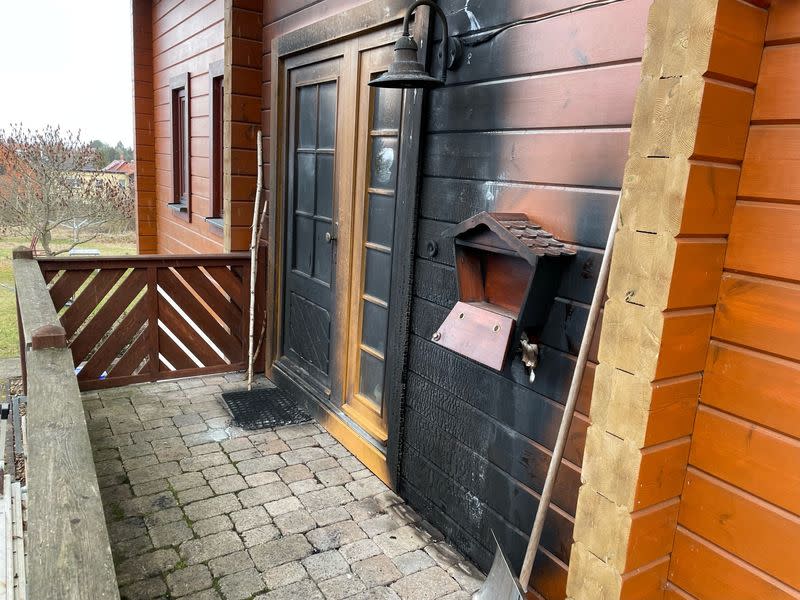 A view of burnt facade of the house of Michael Mueller in Waltershausen