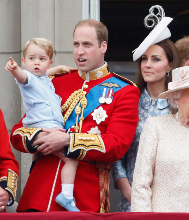 Wearing an outfit identical to one his dad wore 30 years before, Prince George watched the Trooping of Colour from the safety of the Buckingham Palace balcony in June. 