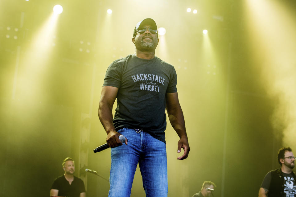 FILE - In this July 22, 2017 file photo, Darius Rucker performs at the Faster Horses Music Festival in Brooklyn, Mich. Artists like Rucker, Kane Brown and Jimmie Allen have all had No. 1 country hits in recent years. (Photo by Amy Harris/Invision/AP, File)