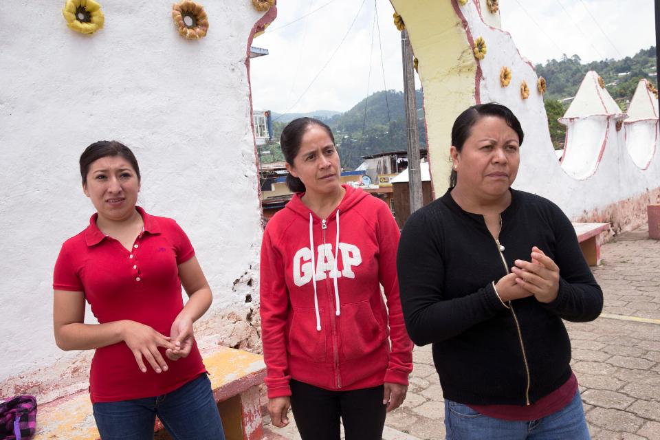 Blanca Hernández, center, Lucero Quechulpa, left, and Fátima Anastasio worked at dairy farms in Wisconsin or Minnesota before returning to Mexico.