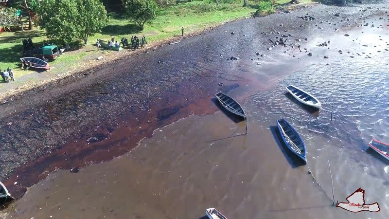 Oil spill after the bulk carrier ship MV Wakashio ran aground on a reef, at Riviere des Creoles, Mauritius