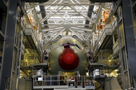 An Airbus A380 is seen on the production line at Airbus headquarters in Toulouse, in this January 13, 2011 file photo. REUTERS/Philippe Wojazer/Files