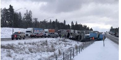 The Oregon Department of Transportation said westbound Interstate 84 near the Oregon-Idaho state line is closed due to a crash involving a cattle truck.