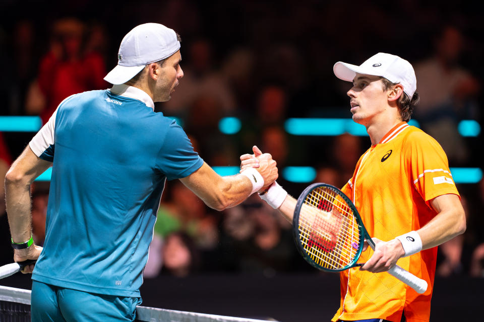 Grigor Dimitrov and Alex de Minaur at the Rotterdam Open.