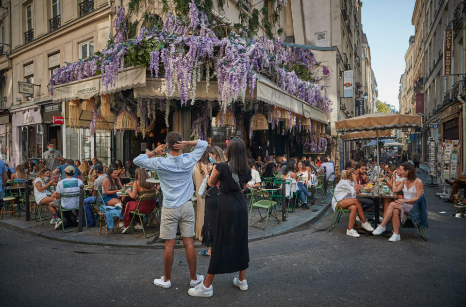 A packed cafe in Paris as Europe faces a second wave of coronavirus infections.