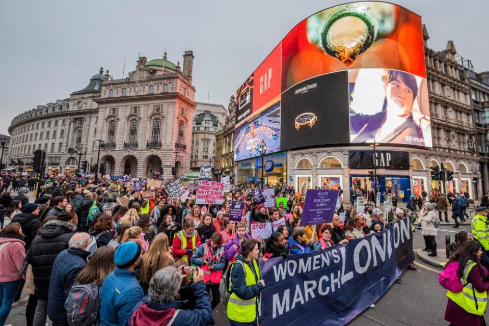 Women’s March in Piccadilly Circus