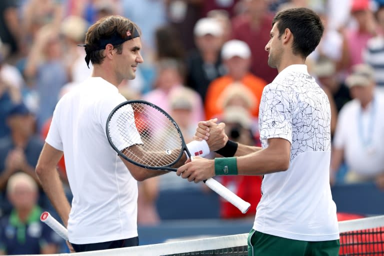 Roger Federer (L) thinks that Novak Djokovic (R) (both pictured August 18, 2018) can play "even better" as he prepares for the US Open