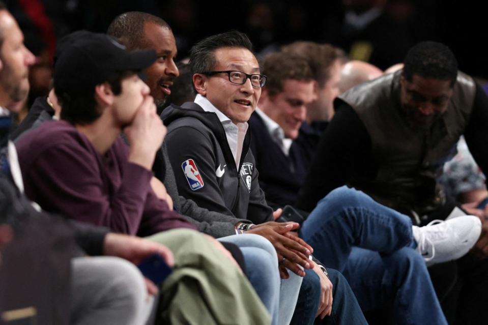 Joe Tsai looks on during the first half of the game between the Nets and the Phoenix Suns at Barclays Center. USA TODAY Sports