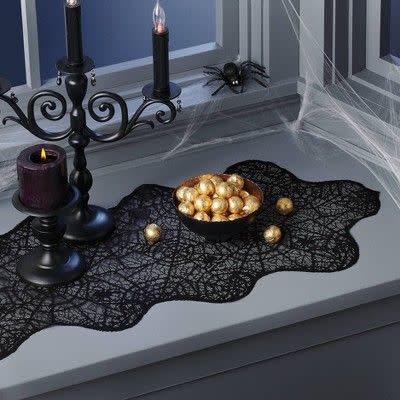 13) Lace Web Halloween Table Runner