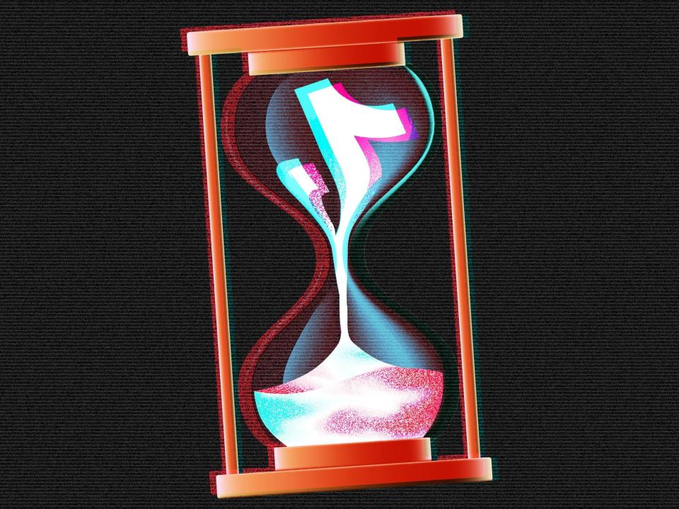 An illustration of an hourglass with the TikTok logo in it.