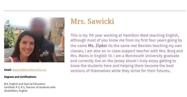 Sawicki’s profile was scrubbed from the school website teacher’s directory following her arrest.