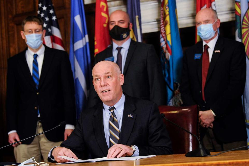 Thom Bridge/Independent Record via AP Montana Gov. Greg Gianforte