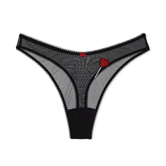 Victoria's Secret EYEMASK+panty thong GIFT box Black lace crystallized  VALENTINE