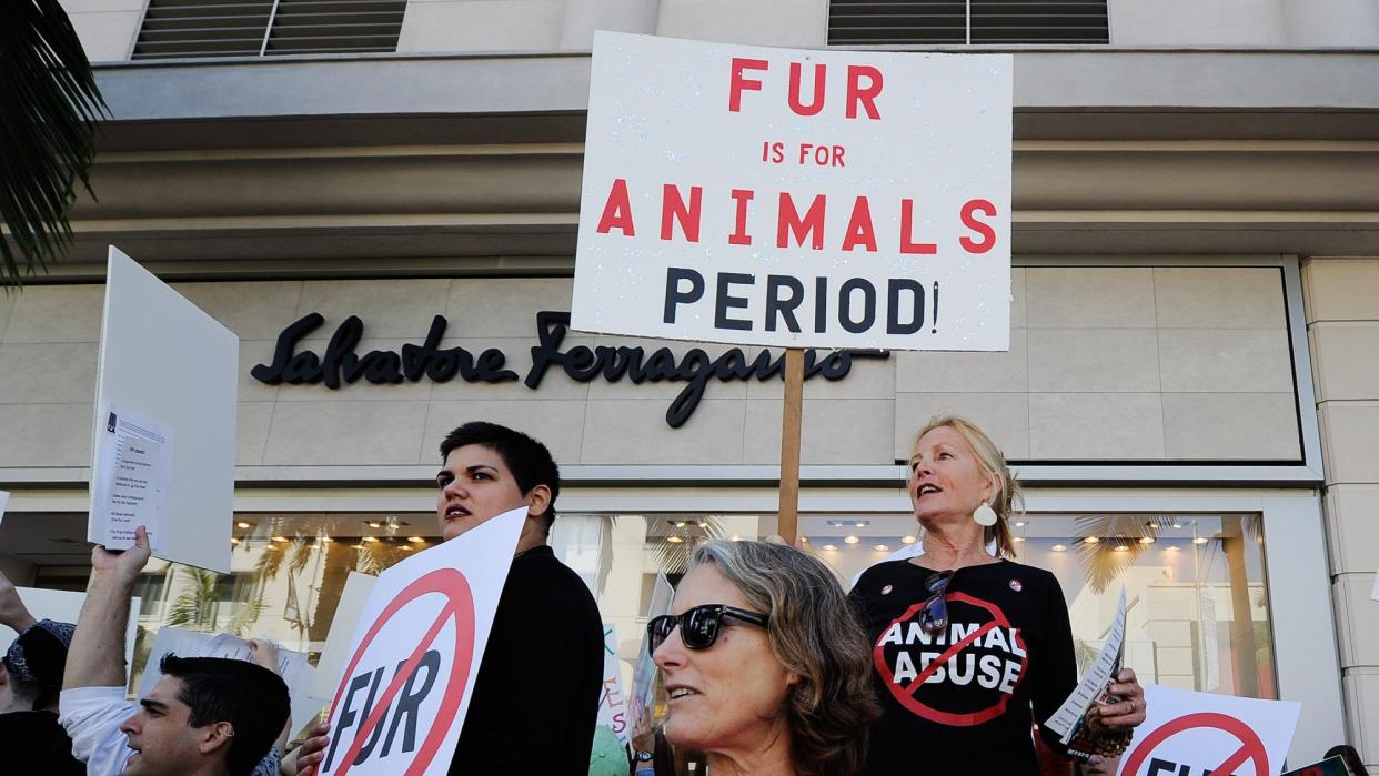 Anti-Fur Activists Urge Shoppers Not To Buy Fur In Beverly Hills