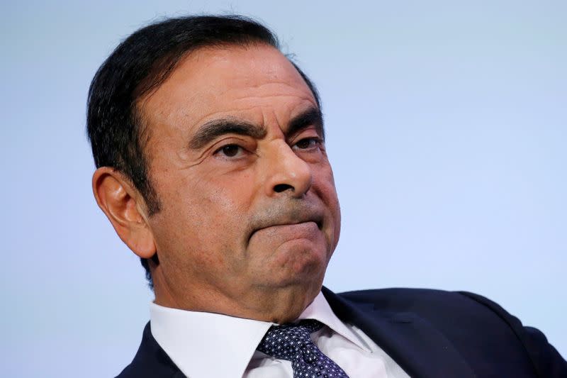 FILE PHOTO: Carlos Ghosn, Chairman and CEO of the Renault-Nissan-Mitsubishi Alliance, attends the Tomorrow In Motion event on the eve of press day at the Paris Auto Show