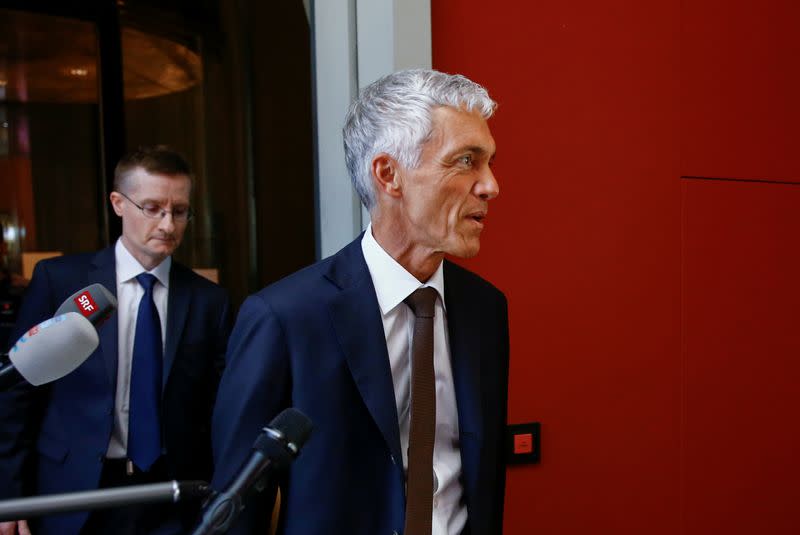 FILE PHOTO: Swiss Attorney General Michael Lauber arrives to be questioned by the Judicial Committee of the Swiss Parliament as part of proceedings that could lead to his impeachment, after criticism of his handling of an investigation into alleged corrupt