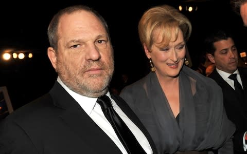 Producer Harvey Weinstein (L) and actress Meryl Streep at an awards ceremony in 2012 - Credit: Kevin Winter 