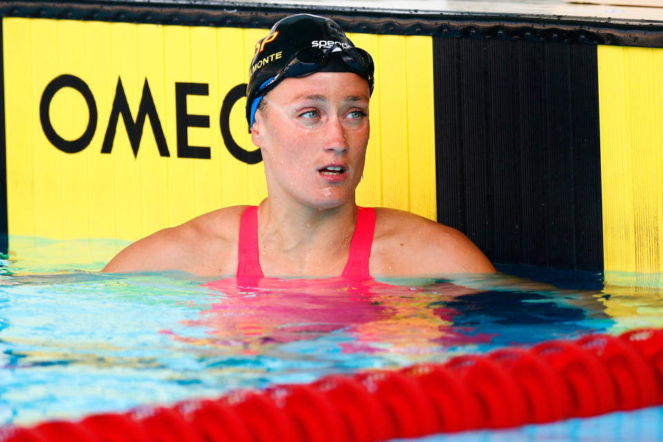 BARCELONA, SPAIN - JUNE 06: Mireia Belmonte of Spain looks on during the International Gran Prix Ciutat de Barcelona Swimming Championship on June 06, 2021 in Barcelona, Spain. (Photo by Eric Alonso/Getty Images)