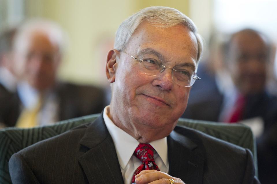 Boston's Mayor Thomas Menino smiles as he is acknowledged at the Boston College Chief Executives' Club of Boston luncheon in Boston, Massachusetts, December 5, 2013. REUTERS/Dominick Reuter (UNITED STATES - Tags: EDUCATION POLITICS)