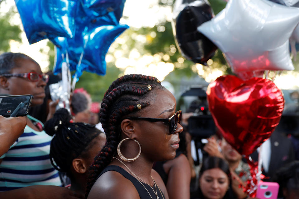 Kimberly Neal, sister of Sylville Smith, speaks at a vigil after disturbances following the police shooting of her brother.&nbsp; (Photo: Aaron Bernstein / Reuters)