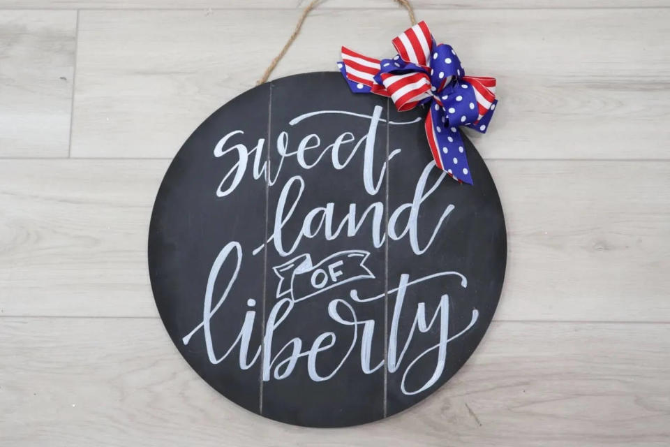 sweet land of liberty chalkboard sign  (Amy Latta Creations)