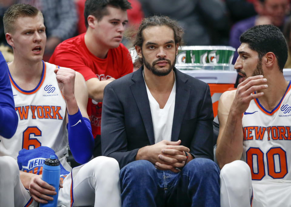 New York Knicks center Joakim Noah is playing for a coach who will physically restrain him from getting on the court. (AP Photo)