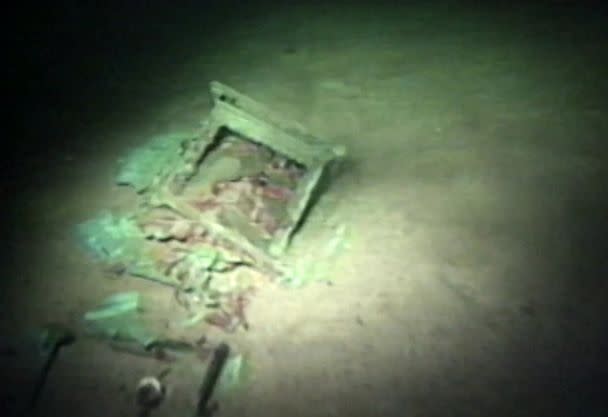 PHOTO: In this screen grab from a video released by the Woods Hole Oceanographic Institution, an object from the Titanic is seen on the ocean floor. (Woods Hold Oceanographic Institution)