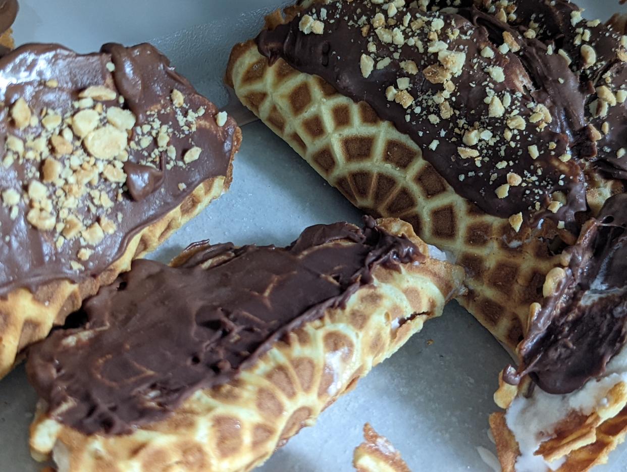 Amber Lozzi's at-home version of the Choco Taco, made with a pizzelle maker. (Photo: Amber Lozzi)