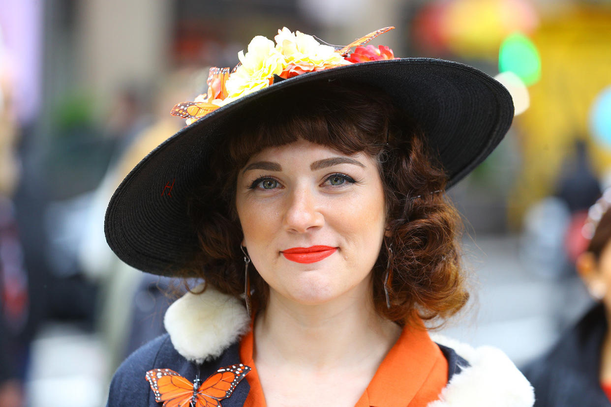 Participants wearing costumes and hats attend the annual Easter Parade and Bonnet Festival on April 21, 2019 in New York. (Photo: Gordon Donovan/Yahoo News)