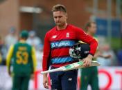 Cricket - England vs South Africa - Second International T20 - Taunton, Britain - June 23, 2017 England's Jason Roy looks dejected as he walks off after being dismissed for obstructing play Action Images via Reuters/Andrew Couldridge