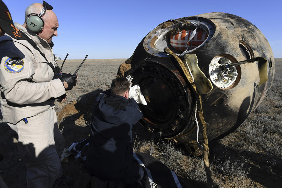 Soyuz MS-02 space capsule close-up