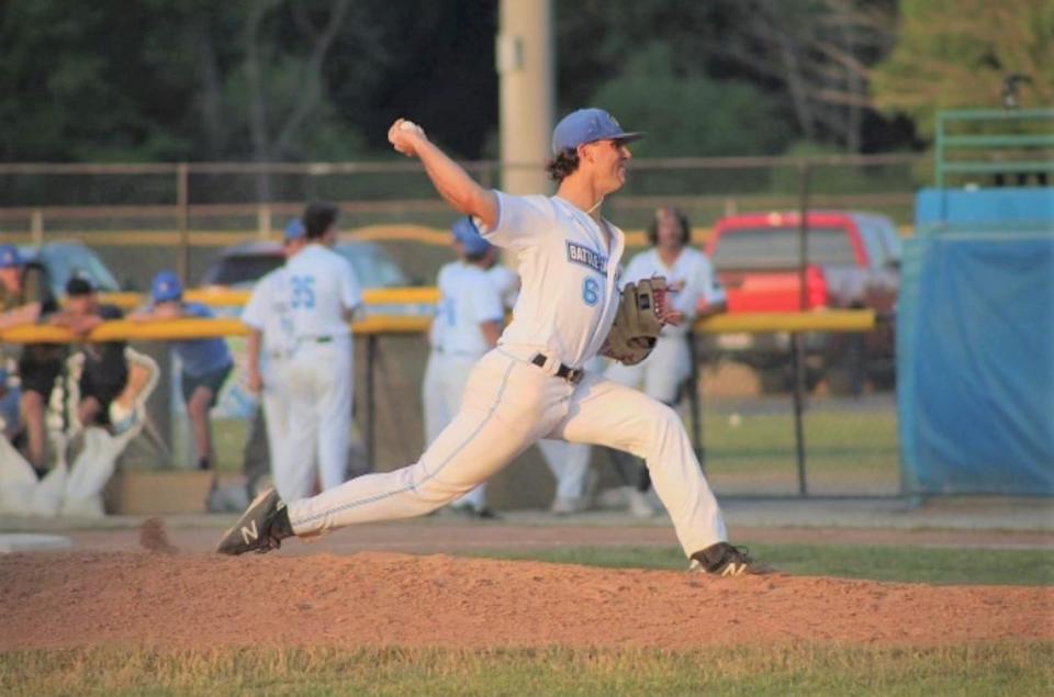 Keegan Batka, of Kellogg Community College, has been one of the leading pitchers for the Battle Creek Battle Jacks this season.