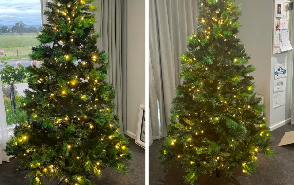 Before and after of a fluffed tree