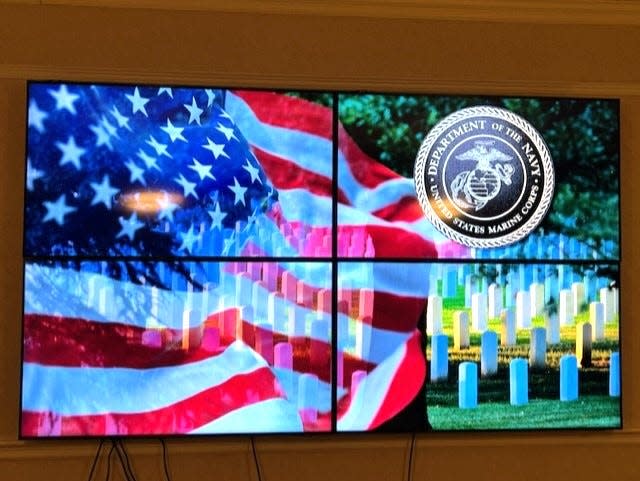 A military theme calming video can be shown during visiting hours at Crapo-Hathaway Funeral Home in Taunton for families grieving the loss of a veteran or soldier.