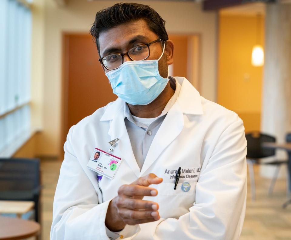 FILE -- Dr. Anurag Malani, director of hospital epidemiology, special pathogens and antimicrobial stewardship at Trinity Health Ann Arbor Hospital.