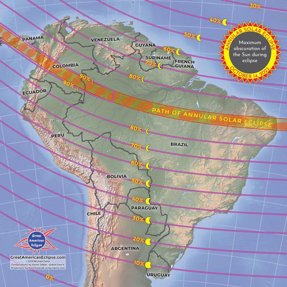 Paso del eclipse solar del 14 de octubre 2023 | NASA