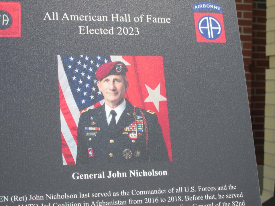 Retired Gen. John Nicholson was inducted into the 82nd Airborne Division's 2023 Hall of Fame during a ceremony Wednesday, May 24, 2023, at Fort Bragg.
