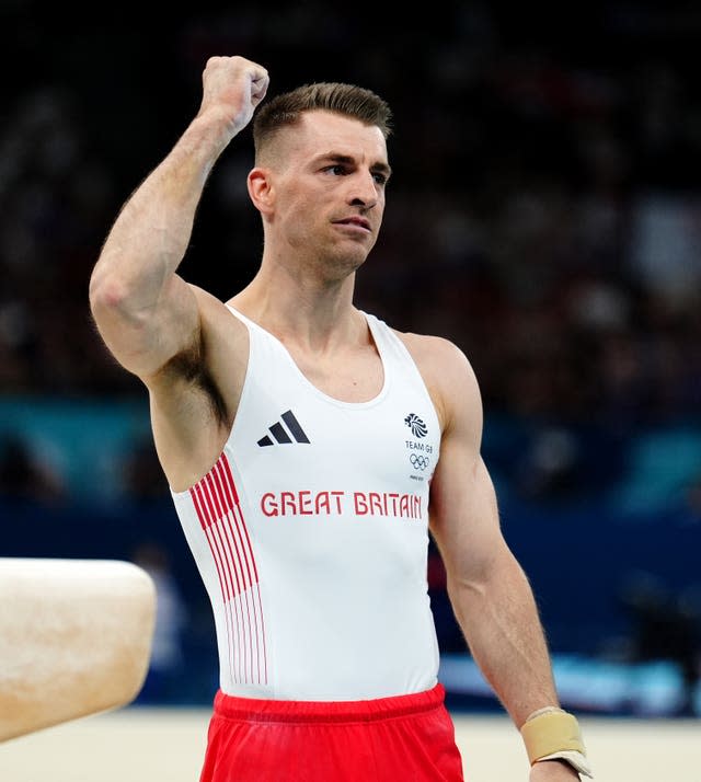 Great Britain’s Max Whitlock punches the air