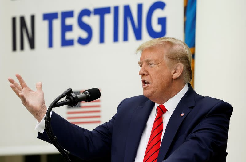 U.S. President Trump holds press briefing on the coronavirus response at the White House in Washington