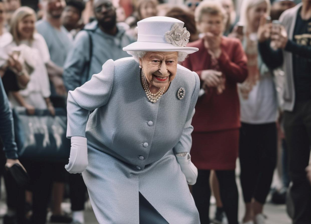 Fake AI image shows the late Queen dancing. (SWNS)