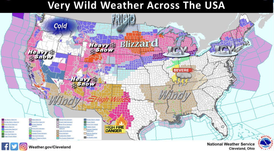 Weather extremes impacting the US from coast to coast this week (NWS)