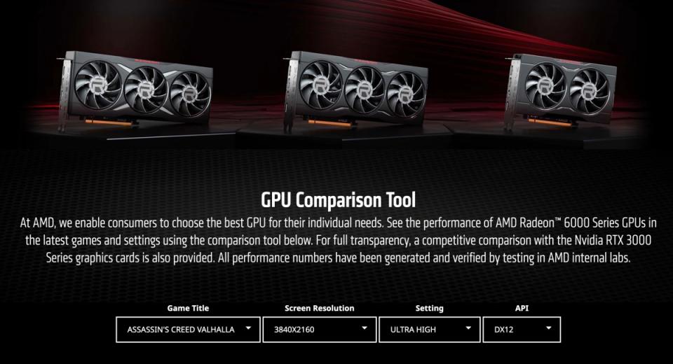 AMD推出網頁工具，讓消費者比較顯示卡在不同遊戲上的性價比表現
