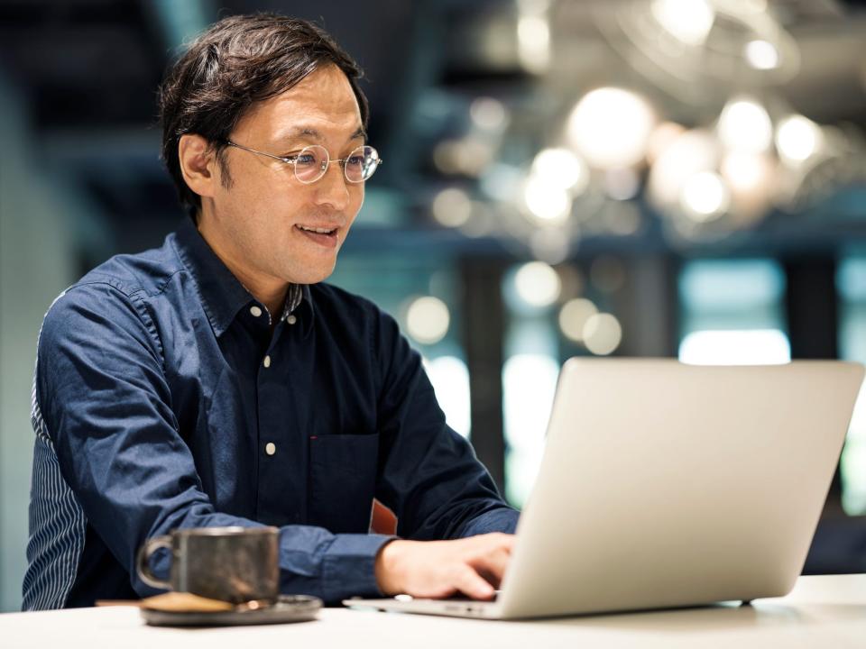 Person working on a laptop